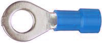 Photo Boite de 100 cosses pr-isoles bleues  plage ronde section 1.5  2.5mm bornage M6. Corps en cuivre tam. Manchon isolant en PVC auto extinguible UL94-V0 dote du systme easy entry qui permet une introduction aise du fil. | Ref : B630/6E
