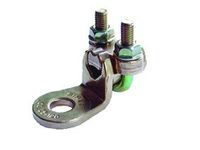 Photo Cosse en laiton  serrage mcanique  bride en acier et trier rversible pour raccordement de cbles en cuivre de section totale mini 10mm. maxi 70mm. bornage M8. pour mise  la terre ou utilisation industrielle | Ref : CD10-70A8