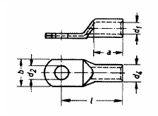Vignette 3 produit Ref : 81V/6 | Cosse tubulaire droite en inox de section 4 � 6 mm� - bornage M6. pour le raccordement de c�ble BT haute temp�rature: 6mm�. Conditionn� en boite de 100 pi�ces.
