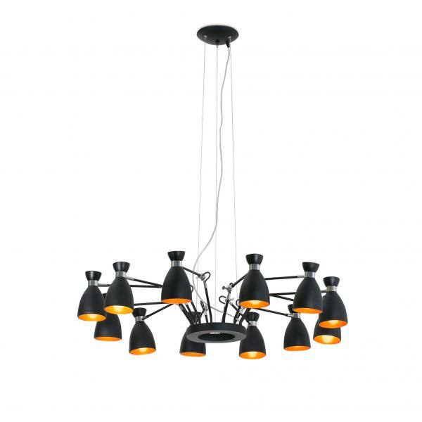 Photo Retro Lampe Suspension Noire Et Cuivre 1 | Ref : 20048