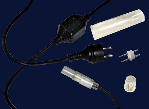 Photo 1 kit de raccordement pour cordon LED (cordon d'alimentation avec redresseur 4A + connecteur rond po | Ref : 058916