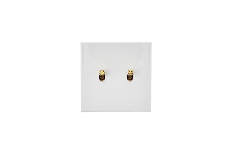Photo Faade Confidence Laiton  Blanc Email simple 2 basculeurs sans vis | Ref : 132424M