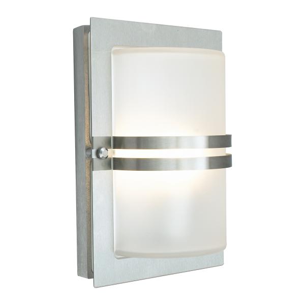 Photo basel inox detecteur 23w fluo/e27 ip54 verrerie givree | Ref : MD661ST