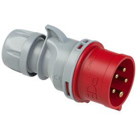 Photo Fiche mle 32A mobile 3Ph+N+T 400V CEI 6h IP44 rouge connexion auto | Ref : 025-6TT      