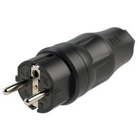 Photo Fiche mle 2P+T 16A Pro standard FR+Schuko IP54 noire Top Taurus2 | Ref : 05721-SS