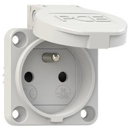 Photo Prise 2P+T 16A grise IP54  encastrer plastron 50x50mm | Ref : 104-OGC      
