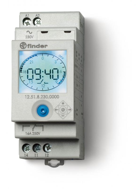 Photo HORLOGE DIGITALE HEBDOMADAIRE NFC 1 INV. 16A 110/230V AC/DC | Ref : 12.51