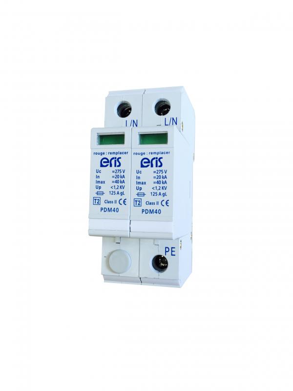Photo Parafoudre Mono dbrochable T2 Imax 40kA 2 modules
 | Ref : PDM40