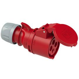 Photo Prise mobile 16A femelle 3Ph+T 400V CEI 6h IP44 rouge connexion à vis | Ref : 214-6