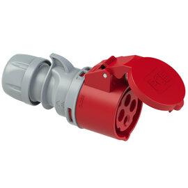 Photo Prise mobile 16A femelle 3Ph+T 400V CEI 6h IP44 rouge connexion auto | Ref : 214-6TT      