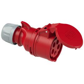 Photo Prise mobile 32A femelle 3Ph+N+T 400V CEI 6h IP44 rouge connexion à vis | Ref : 225-6