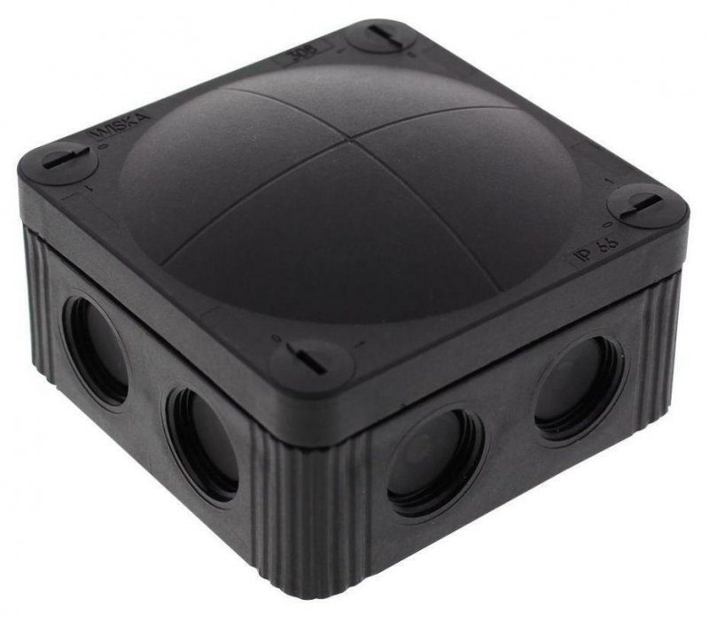 Photo Boite tanche 85x85x51mm noire 8E:M20 IP66/IP67 RAL9005 IK07 | Ref : COMBI308