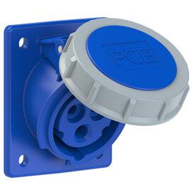 Photo Prise 3 poles 16A encastre plastron 70x85mm IP67 connexion auto 240VAC bleu 6h | Ref : 4132-6TTF78  