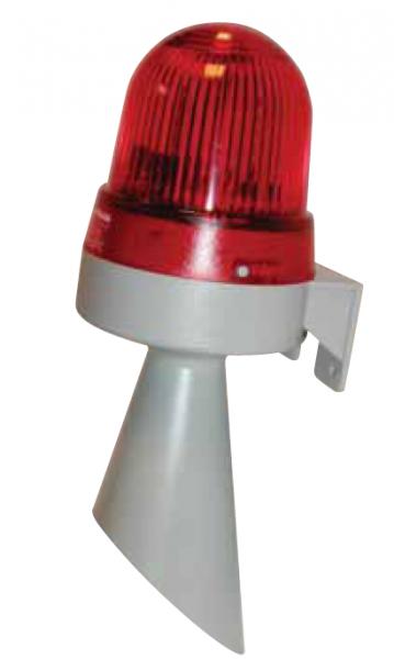 Photo Combine Feu fixe & trompe 98dB - Serie 424 - 230VAC - Rouge - Mural | Ref : 424 120 68