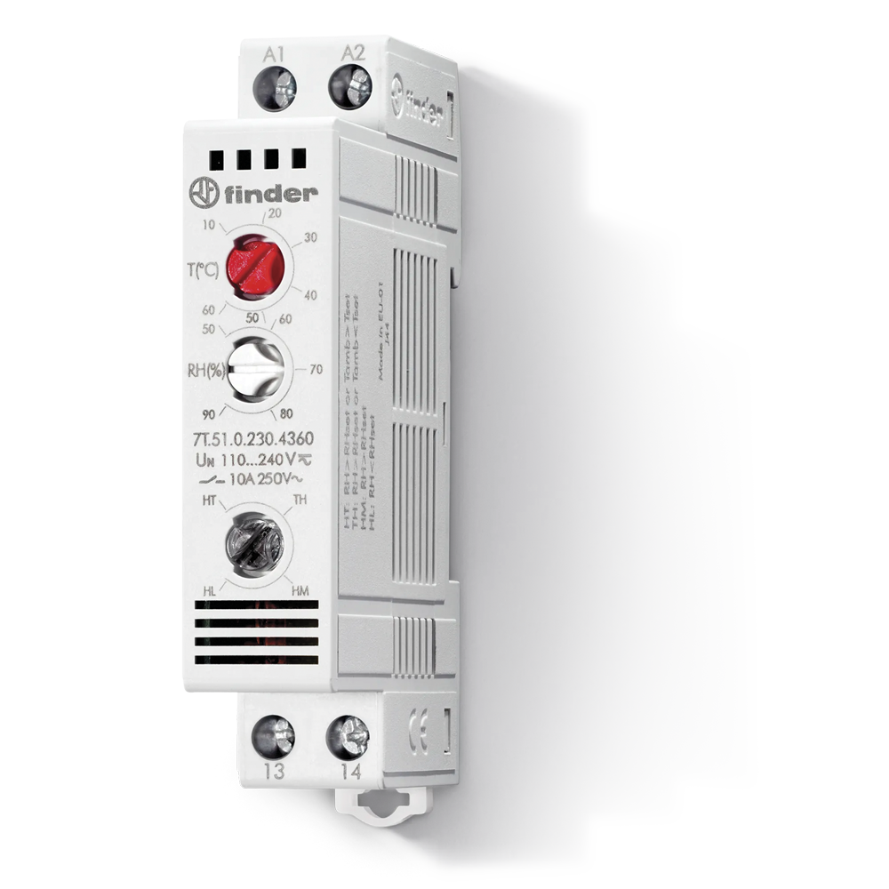 Photo HYGRO THERMOSTAT 1NO 10A HYGRO 50 -90% THERM. +10 - 60 DEG. | Ref : 7T.51.0.230.4360