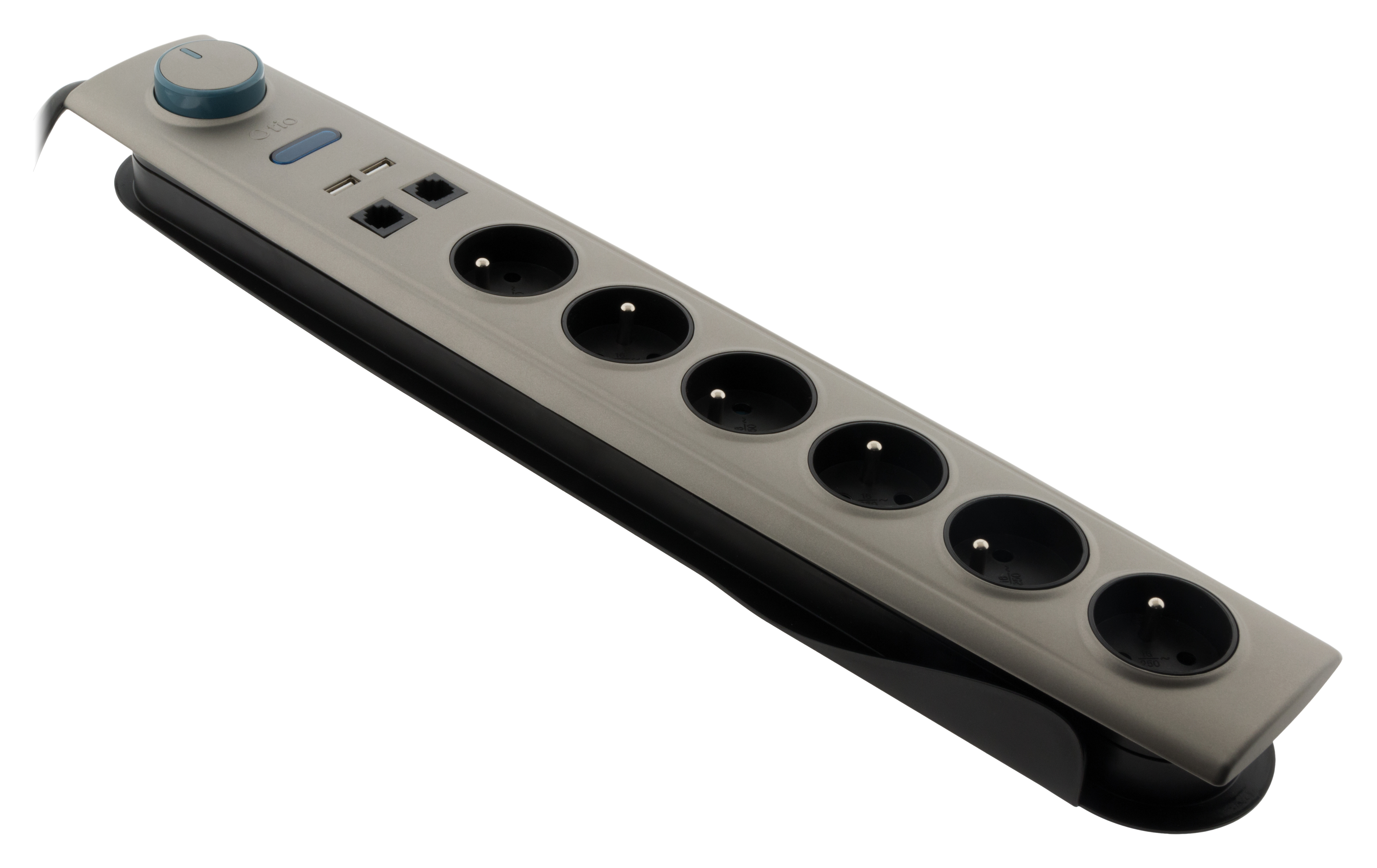 Photo MULTIPRISE 6 PRISES + 2 USB + 2 RJ11/RJ4 | Ref : 760032