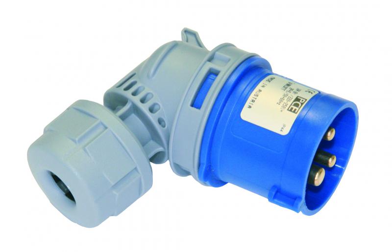 Photo Fiche male coude 16A 3P 240V 6h IP44 connexion auto | Ref : 8013-6TT     
