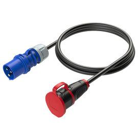 Photo Adaptateur fiche 3 ples 16A vers prise 2P+T 16A IP44 avec un cble de 80cm 3G1.5mm2 | Ref : 900726