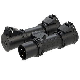 Photo Connecteur multiple 3 prises 16A 3 poles CEE 6h IP44 noire Midnight | Ref : 94327000