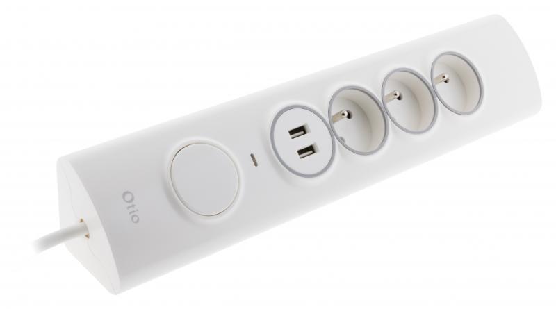 Photo Bloc d\'angle parafoudre 3 prises 16A fa�ade + 1 prise 16A lat�rale + 2 USB. Ce bloc multiprises au design astucieux est id�al pour la cuisine. le bureau ou le salon.. Il offre confort d\'utilisation et protection pour tous les appareils | Ref : BMP60035