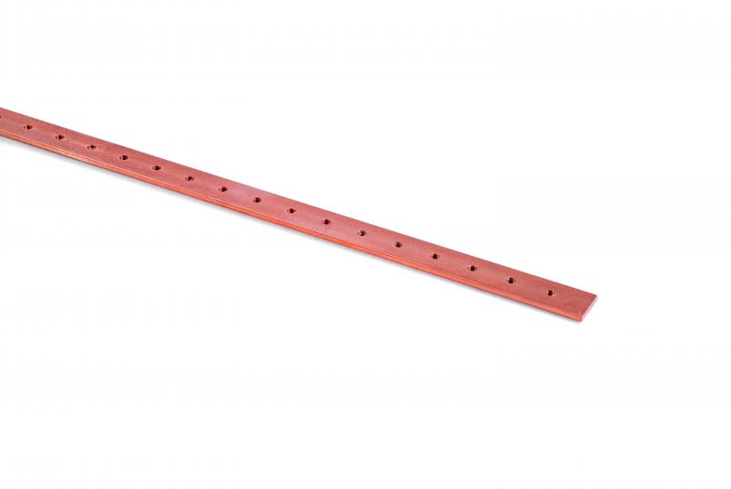 Photo Barre cuivre taraude M6 dimensions: 15mmx5mmx2000mm | Ref : BRF1030
