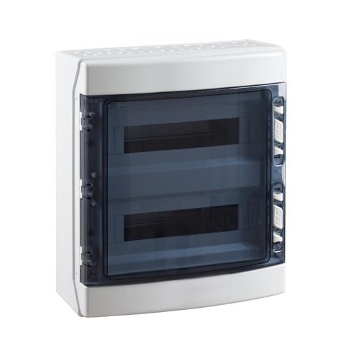 Photo Coffret tanche IP65 ABS 2x18 (36) modules IK08 avec bornier de terre et neutre | Ref : CDN36PT2F/RR