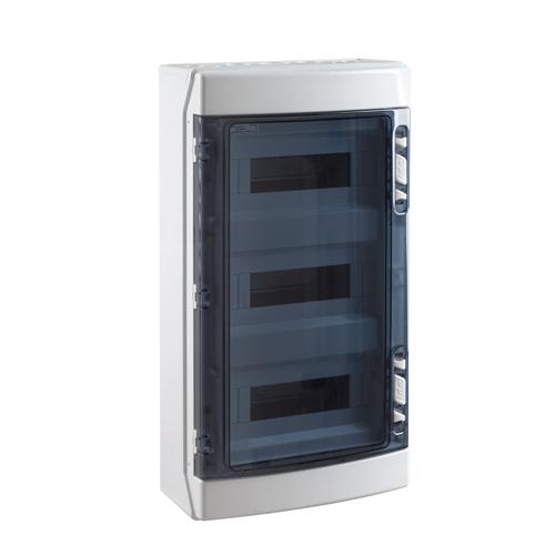 Photo Coffret étanche IP65 ABS 3x12 (36) modules IK08 avec bornier de terre et neutre | Ref : CDN36PT3F/RR