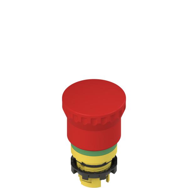Photo Bouton arrt d'urgence avec dverrouillage push-pull et signalisation verte | Ref : E2 1PEPZ4731