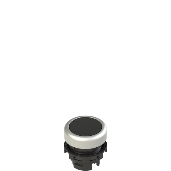 Photo Bouton-poussoir noir affleurant collerette chrome | Ref : E2 1PU2R1290
