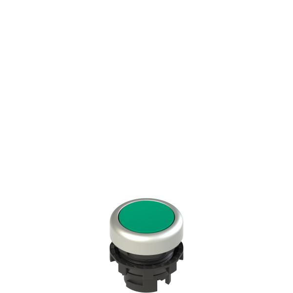 Photo Bouton-poussoir vert affleurant collerette chrome | Ref : E2 1PU2R4290
