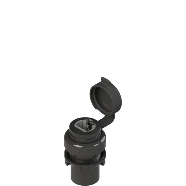 Photo Collerette:Noir. Connexion arrire:Prise intgre RJ45 femelle. Connexion frontale:Prise intgre RJ45 femelle. Cat. 5e. Degr de protection:IP67 | Ref : E2 1RJ451AAK