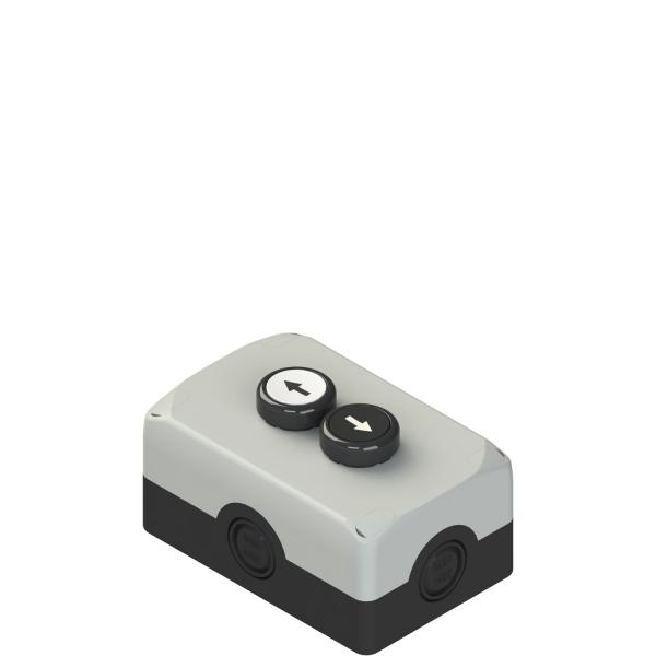 Photo Produit complet avec bote. 2 boutons-poussoirs affleurants et contacts | Ref : ES AC32012
