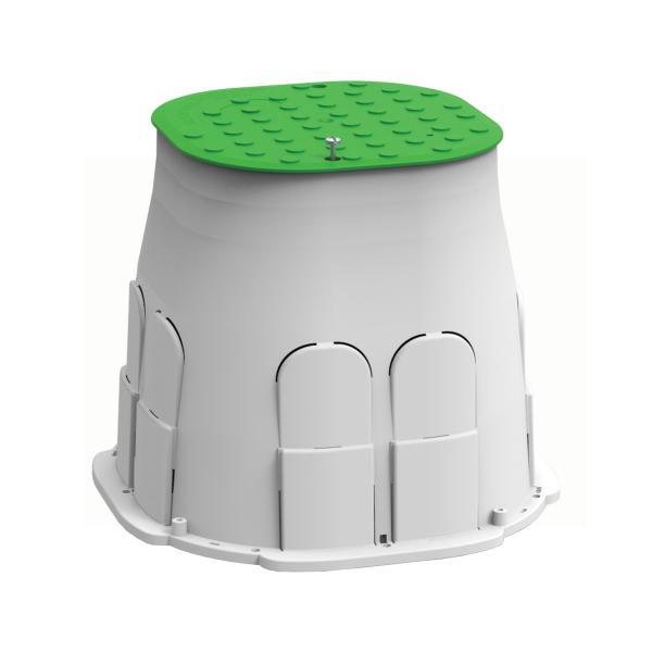 Photo Regard DRAINBOX 250x250x210mm couvercle vert fond ouvert | Ref : PB2020V