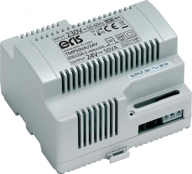 Photo Transformateur modulaire 50VA pour usage permanent.. Entre 230VAC. Sortie 24VAC 2.08A 6 modules. Classe d'isolation II | Ref : TMP50VA/24V