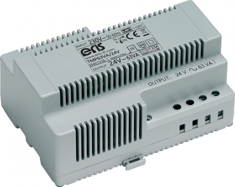 Photo Transformateur modulaire 63VA pour usge permanent. Entre 230VA. Sortie 24VAC 2.62A 8 modules. Classe d'isolation II | Ref : TMP63VA/24V