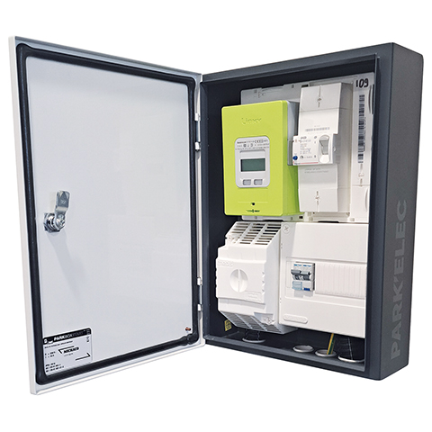 Vignette 2 produit Cette armoire est destinée à être installée sur la place de parking dans le cadre de la création d'une dérivation individuelle sur une colonne horizontale NF C 14-100. Intègre CCPI. panneau de comptage et coffret de protection. | Ref : GE020