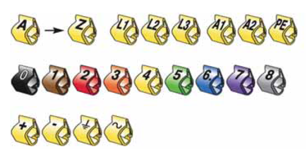 Vignette 3 produit Ref : PTV90/W | bague de rep�rage pour fil en V lettre  w  jaune.250p