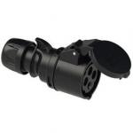 ERIS Fiche femelle mobile 32a 4 ples 6h ip44 noire midnight 224-6X