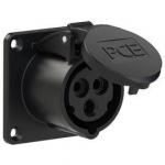 ERIS Prise droite 16a 3 ples  encastrer 6h ip44 noir plastron 70x70mm 313-6X