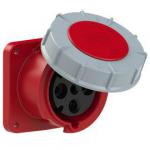 ERIS Prise 4 poles 63a encastre plastron 100x100mm ip67 6h 400vac rouge 3345-6       