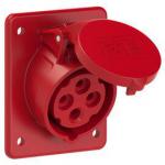 ERIS Prise 4 poles 16a encastre plastron 80x97mm ip44 6h 414-6F8