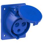 ERIS Prise 3 poles 32a encastre plastron 80x97mm ip44 connexion auto 240vac bleu 6h 423-6TT