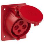 ERIS Prise 4 poles 32a  encastrer plastron 80x97mm ip44 connexion auto 400vac rouge 424-6TT      