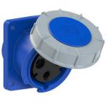 ERIS Prise 3 poles 63a encastre plastron 100x112mm ip67 6h 240vac bleu 4335-6       