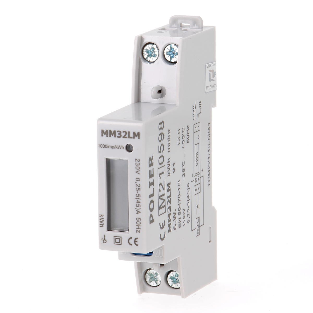 Photo Compteur �lectrique modulaire - Monophas� 45 A - Simple tarif - Affichage LCD - Certifi� MID - Sortie d\'impulsion | Ref : MM32LM