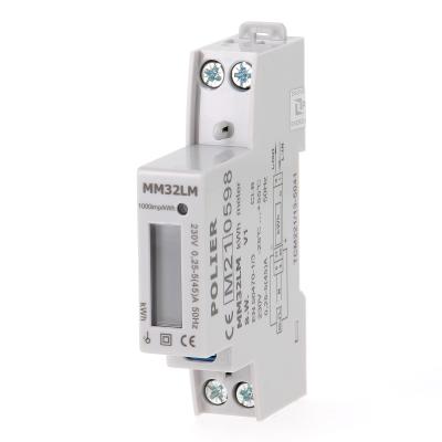 POLIER INGENIERIE Compteur �lectrique modulaire - monophas� 45 a - simple tarif - affichage lcd - certifi� mid - sortie d\'impulsion MM32LM