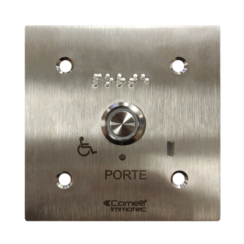 Photo Bouton sonore + led mont sur faade inox 100x100 grave porte braille | Ref : BP/408L