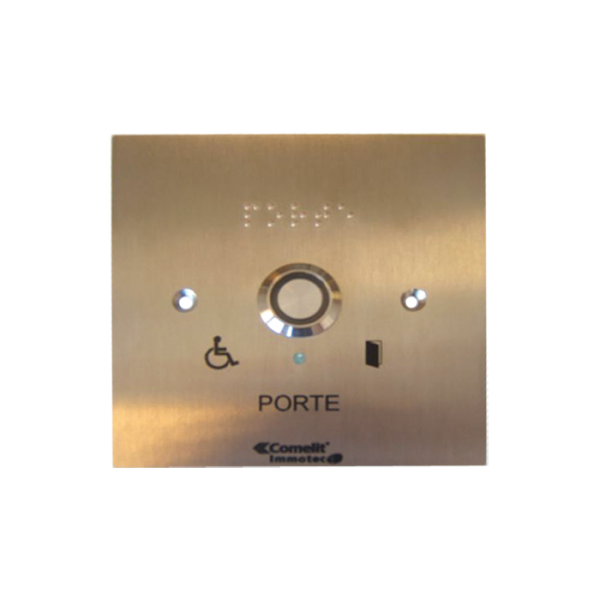 Photo Bouton sonore + led monté sur façade inox 100x100 pour pot diam 65 | Ref : BP/308L-60