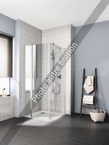 Photo Porte pivotante avec lment fixe, pivots  gauche, lment fixe  gauche, Srie CADA XS, CC1NL120202PK, largeur 1200 mm, hauteur 2000 mm, Blanc, Verre clair trait anticalcaire Cadaclean | Ref : 1403032187