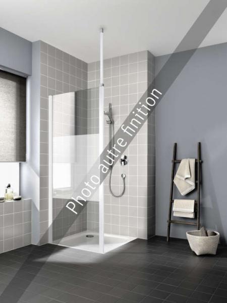 Photo Paroi fixe pose seule stabilisation adaptable plafond ou murale, Srie CADA XS, CCWDW090202PK, largeur 900 mm, hauteur 2000 mm, Blanc, Verre clair trait anticalcaire Cadaclean | Ref : 1403032271